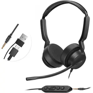 UH42 SE Wired Headset with Mic, USB-A/C & 3.5MM Stereo  Headsets with Noise Cancelling Microphone for PC, Laptop, 7ft  in-Line Control Headphones Work with Teams, Zoom, UC