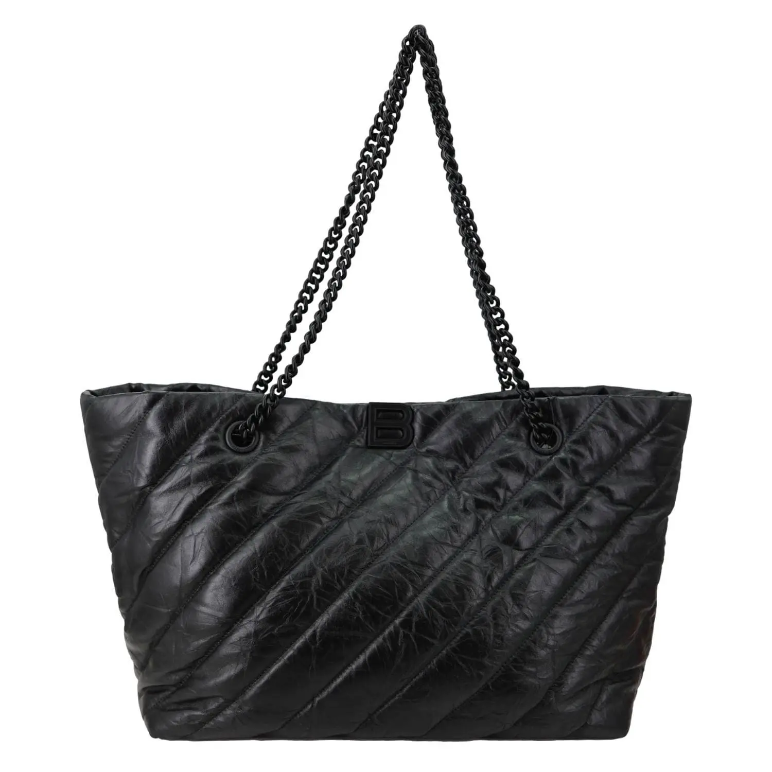 Pre-owned Balenciaga Leather Tote Bags Crush Large Quilted Calfskin Tote Bag Black