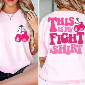 This is My Fight Shirt for Cancer Warrior Support in Pink with Pink Ribbon Design Womenswear Hoodie Love Breast Cancer Awareness Crewneck Top Tops