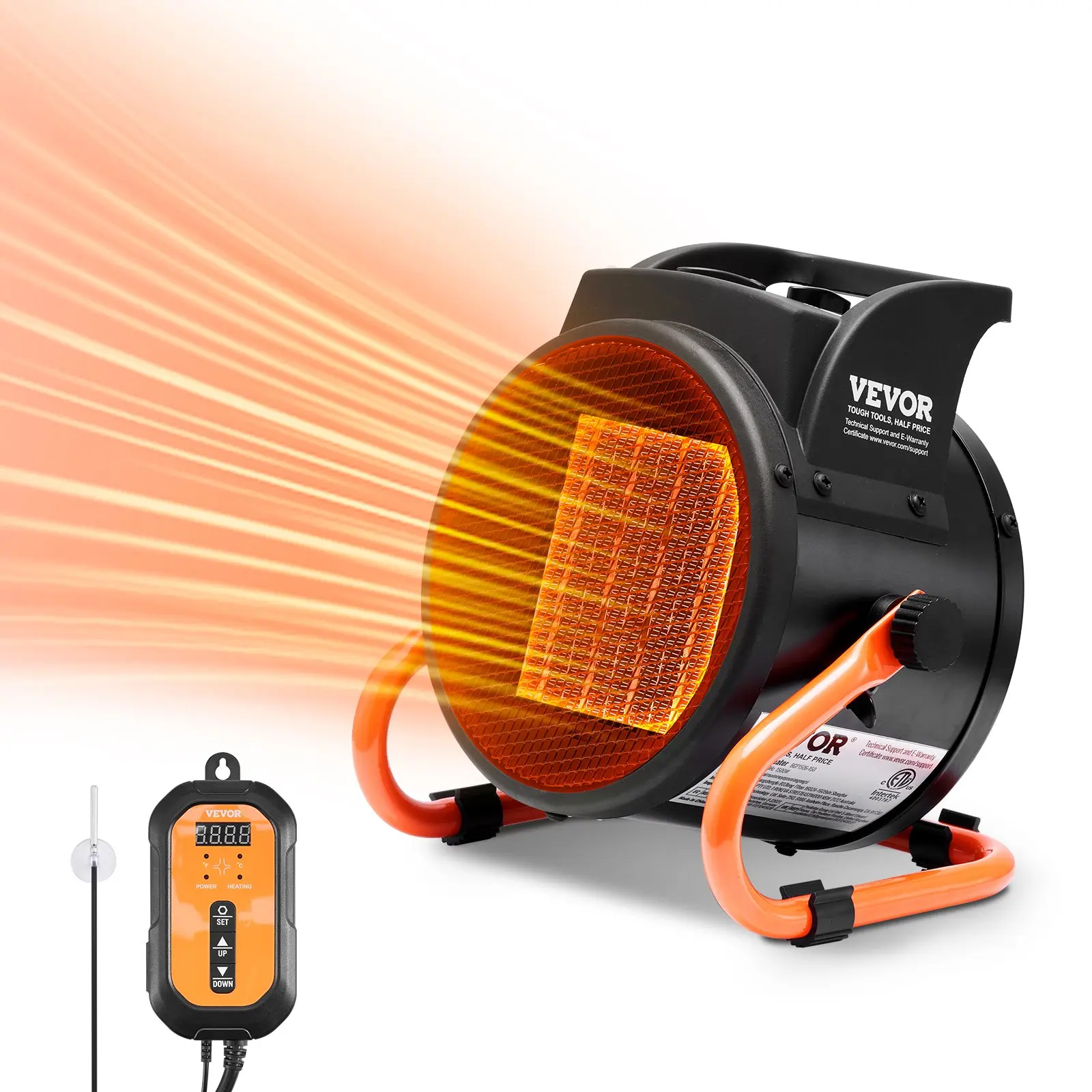 【summerfinds】VEVOR Greenhouse Heater with Thermostat, Two Version, 1500W PTC Fast Heating with Overheat Protection, 3-Speed Setting Tent Heater, Electric Portable Heater Fan for Green House, Flower Room, Greenhouse lights