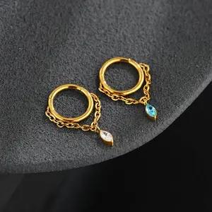 Oufer 16G Titanium Marquise CZ Dangle Cartilage Ring