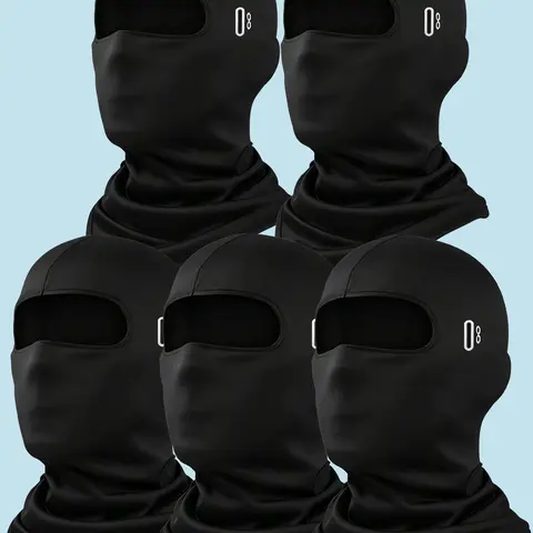 5-Pack Balaclava Face Mask Set, High Elasticity Windproof Warm UV Protection Neck Gaiter, Motorcycle Balaclava Masks, Motorcycle Neck Cover, Ideal for Skiing, Motorcycle, Hiking and Cycling