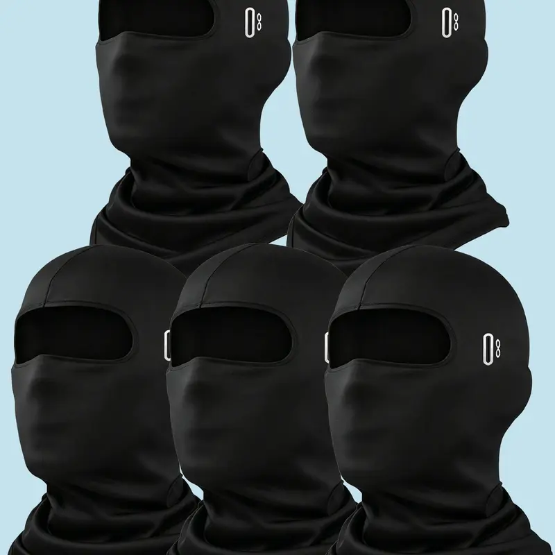 5-Pack Balaclava Face Mask Set, High Elasticity Windproof Warm UV Protection Neck Gaiter, Motorcycle Balaclava Masks, Motorcycle Neck Cover, Ideal for Skiing, Motorcycle, Hiking and Cycling