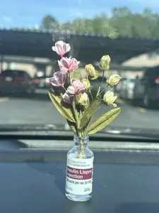 Handmade Mini Flower Vase magnet  in Insulin Lispro Vial | Type 1 Diabetic Gift