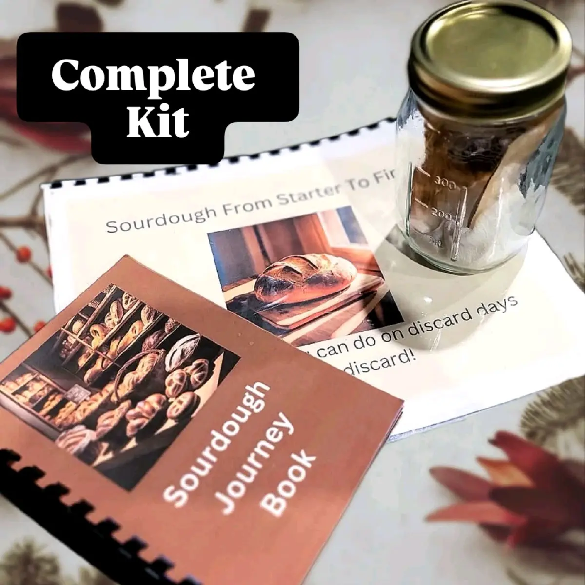Sourdough Complete Kit - Start with Starter, Make Sourdough Journeys, Complete with Jar & Cheese Cloth, Includes Dehydrated Packet