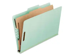 Pendaflex 17175 Pressboard Classification Folders, Legal, Four-Section, Green, 10/Box