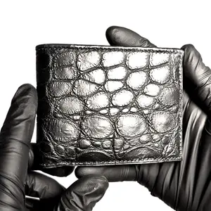 Black Bifold wallet. Double bill pocket, Bespoke exotic  wallet custom made
