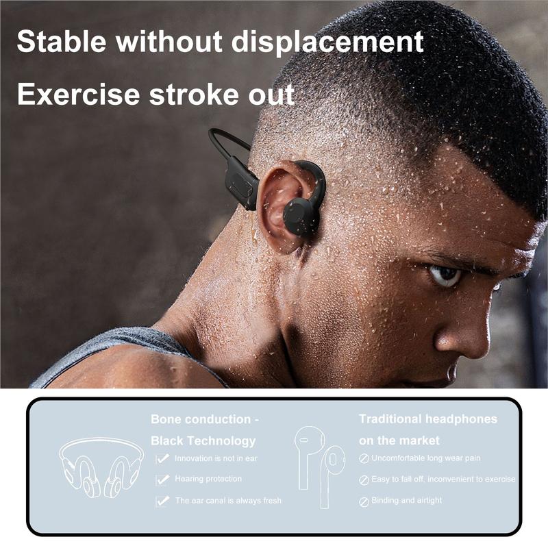MAGQU Bone Conduction Neckband Wireless Headphones, Sports Open-Ear Earphones - Lightweight & Comfortable, Ultra-Long Battery Life, Waterproof & Sweatproof, Built-in Microphone, Stereo Earbuds (Black) Electronic Audio headphones bluetooth