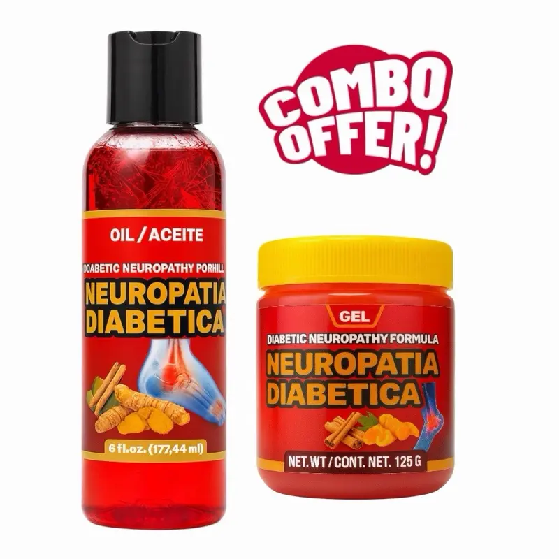 VIRAL COMBO OFFER! Neuropatía Diabética Combo – Pain Relief Gel 125g (4.4 oz) & Massage Oil (6oz) Natural Formula with Turmeric & Cinnamon – Helps Relieve Diabetic Nerve Pain, Tingling & Discomfort