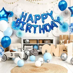 25-Piece Blue Happy Birthday Letter Balloon Set, Festive Party Decorations for Stunning Birthday Celebrations