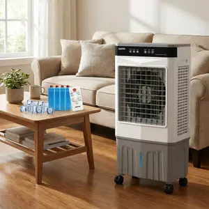💨 Portable Evaporative Air Cooler with Remote & Touch Control – Multiple Speeds & Modes, Large Water Tank, Oscillation & Ice Packs – Rolling Casters for Easy Move! ❄️