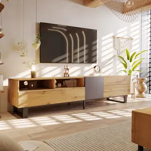 DOMISO 80'' TV Stand with Double Storage Space, Media Console Table, Drop Down Door for Living Room, Bedroom, Home Theatre