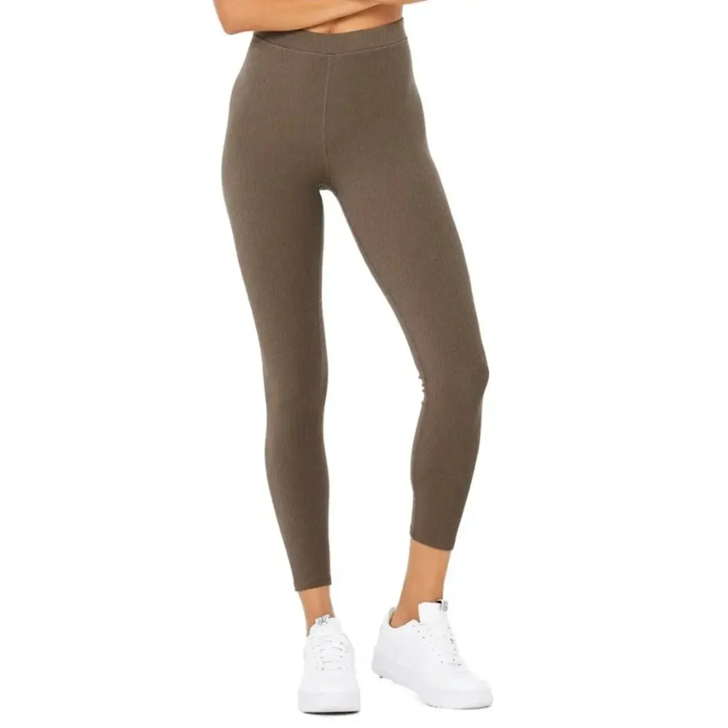 Alo Yoga Ribbed High Waist 7 8 Blissful Stretch Leggings in Hot Cocoa | Women's