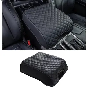 Center Console Cushion Compatible with 2015-2020  F150 / 2017-2022 F250 F350 F450 and 2018-2024 Expedition Accessories, Customized PU Leather Armrest Cover Protector (Bucket Seat Only)