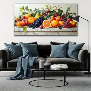 Modern abstract fruit canvas wall art, wrapped solid wood frame decorative painting, suitable for living room, bedroom, office home decoration, high quality canvas print Ornaments Artistic Photo