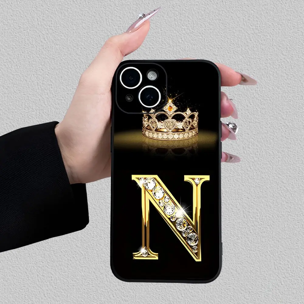 Popular Creative Crown Letter N  Phone Case, Compatible with iPhone 16/15/14/13/12/11/XS/XR/X/7/8 Plus/Pro/Max/ - Stylish Design for Men and Women, Perfect Gift for Friends, Family, Boyfriend, or Girlfriend