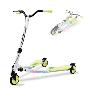 PHOEROS Upgraded Swing Wiggle Scooter, 3 Wheels Drifiting Kick Scooter for Kids Ages 6-12,Teens & Adults, Youth Drifting Scooter with LED Light /7 Height Adjustable/Foldable Best Gift for Kids/Youth.