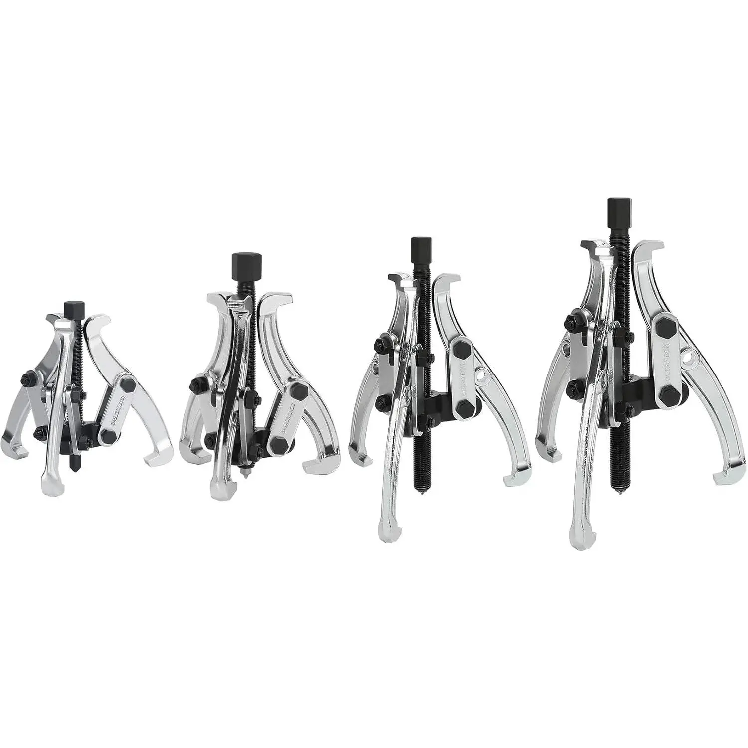 CR-V Steel 3-Jaw Gear Puller Set - 3in,4in,6in,8in Chrome,Adjustable Jaws,Balances Pulling Force,Easy Gripping,Flywheel Pull,Extra Strength Fully Assembled Automotive Disassembly Tool for Gears,Pulleys, 8 Inch