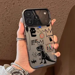Banksy graffiti Pattern Case for iPhone 17 Pro Max 17 Air 161514131211 Pro Max XR XS E Plus Retro High-end Shockproof Drop Screen Protection Cute Durable PC Smartphone Cover.QXD378