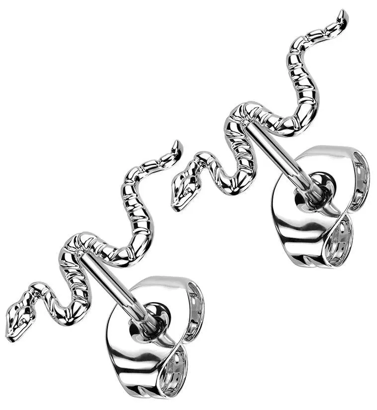 Snake Titanium Threadless Earrings