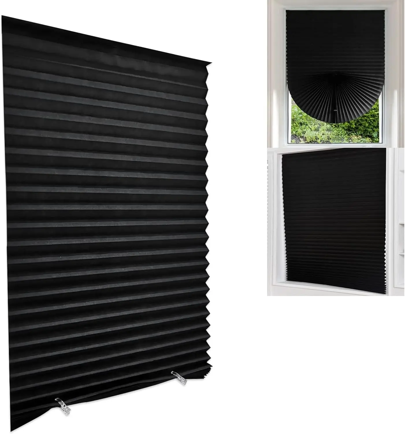 Cordless Blackout Blinds No Drill Window Temporary Pleated Paper Shades