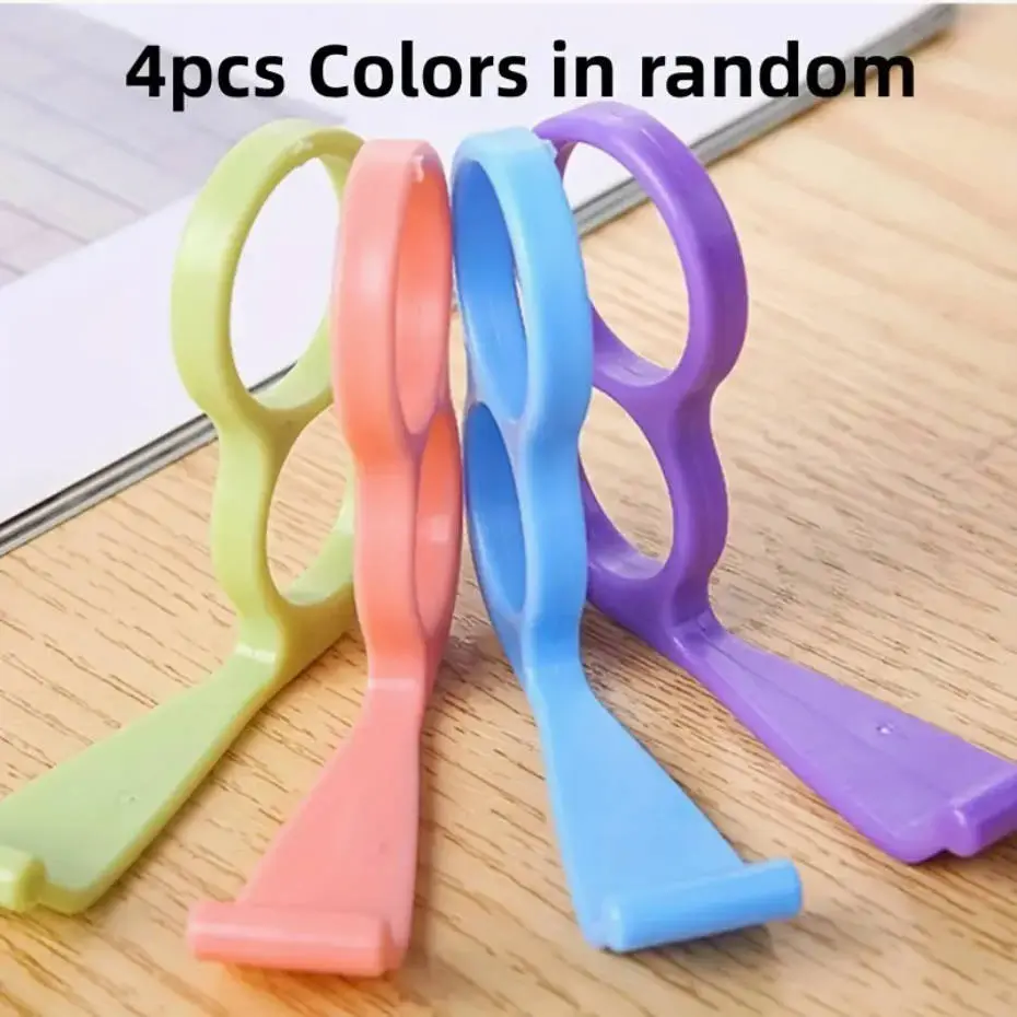 4-Piece Random Color Phone Grip Stand, Anti-Slip PP Plastic Door/wall Mount, Ergonomic Finger Ring Holder for All Smartphones, Cell Phone Mount