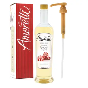 Premium Peppermint Syrup - 94 Servings Per Bottle (750 ml), with Pump for Flavoring Coffees, Cocktails, and other Beverages, Gluten Free, GMO/GEO Free, Preservative Free