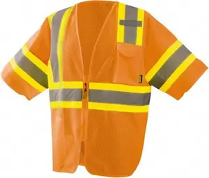 OccuNomix Size 3XL Orange Mesh General Purpose High Visibility Vest Polyester, Zipper Closure, 3 Pockets, ANSI 107-2015 ECO-IMZ32T-O3X