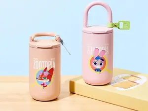 [NEW] Zootopia Series Insulated Handled Tumbler 420ml Cute Judy & Nick Stainless Steel Travel Cup Portable Ideal Gift for Christmas New Year Holiday Valentine Gift for Girlfriends