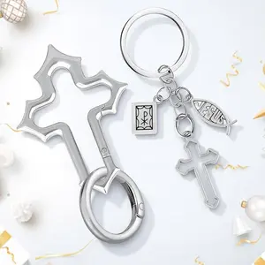 Cross Carabiner Clip Keychain, Y2K Style Metal Carabiner Christian Gifts Cool Cross Key Ring Holder for Men Women Belt Loop Backpack Purse Wallet Bag Punk Grunge Accessory (2PCS)