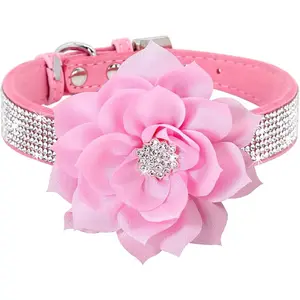 Cute Dog Collar with Bling Rhinestone, Fancy Crystal Diamond Glitter Pretty Jewel Soft Cat Collars for Small Medium Large Breed Dogs Girl Female Pet Puppy Kitten Terrier (XXS, Pink2)