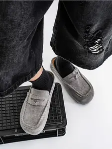 Luxury Velvet Unisex Mules, Height-Boosting Slip-On Loafers, Retro Thick Sole, Comfortable Low Top Wedge Shoes, Couples' Casual Footwear, Thick Bottom Slippers