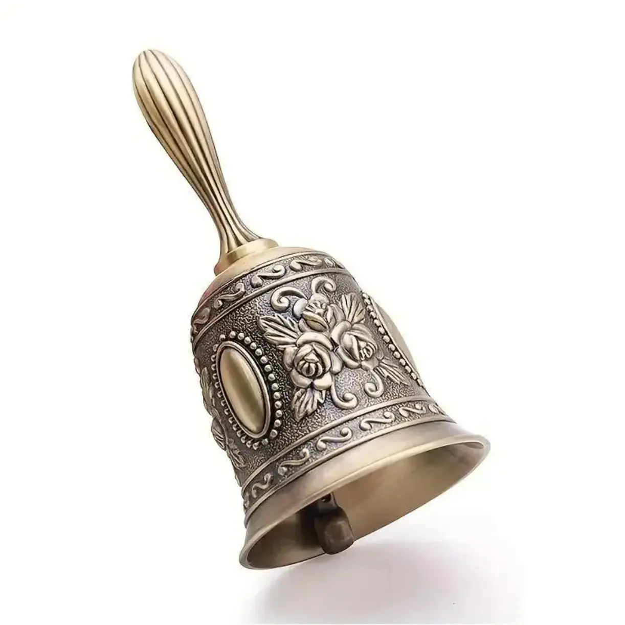 Vintage Handheld Metal Brass Bell - Traditional Percussion Instrument, Garden-Style Elegant Wedding Accessory for Adults, Birthday Parties, Kids Musical Play, Bells, Brass Metal, Music, Classic, Bells & Chimes