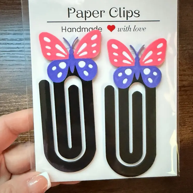 Butterfly Jumbo Paperclips 3D Printed Handmade with Love for Office Supplies and Craft Projects