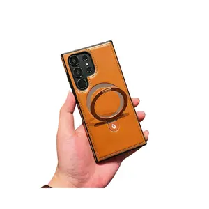 NganGee Leather Plastic Protective Case with Stand for SamsungS25Ultra S24Ultra S23Ultra S22Ultra S24+ S23+ S22+  phone case Cellphone Smartphone
