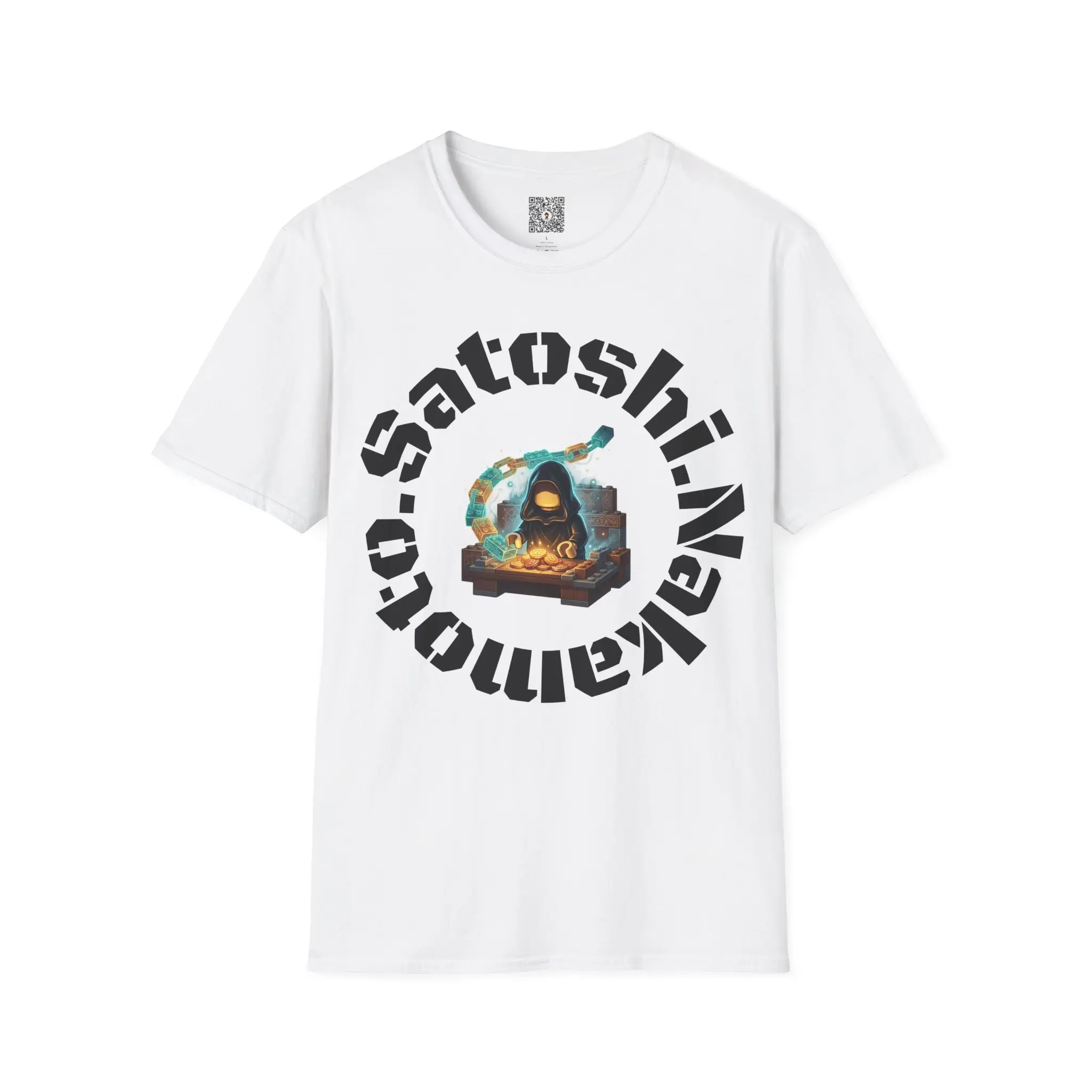 Men's Satoshi Nakamoto Crypto Miner Vibe Graphic Cotton T-Shirt - Relaxed Fit, Casual, Classic, Textured Short-Sleeve Drape Tee, Soft Streetwear Menswear Top for Evening Wear