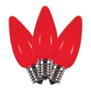LED C9 Smooth Ceramic Christmas Light Bulbs, Red, 2 in. - 25 Lights - Pack of 25