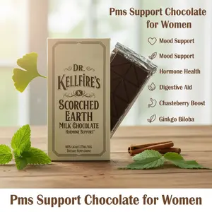PMS Support Chocolate for Women - Chasteberry, Ginkgo Biloba - Period, Digestion, Mood Swings, Hormone Health - Raspberry Leaf, Lemon Balm, Cinnamon Oil