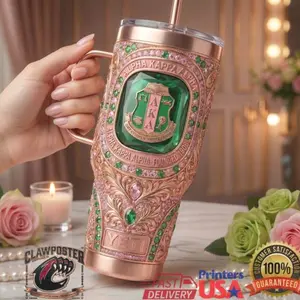 Alpha Kappa Alpha AKA Sorority 1908 Pink Green Luxury Tumbler