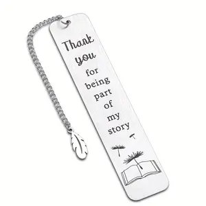 Stainless Steel Bookmark, 1 Count Thank You Letter Lettering Pattern Bookmark with Pendant, Graduation Gift for Teacher, Birthday Gift for Friend, Boss, Book Accessories