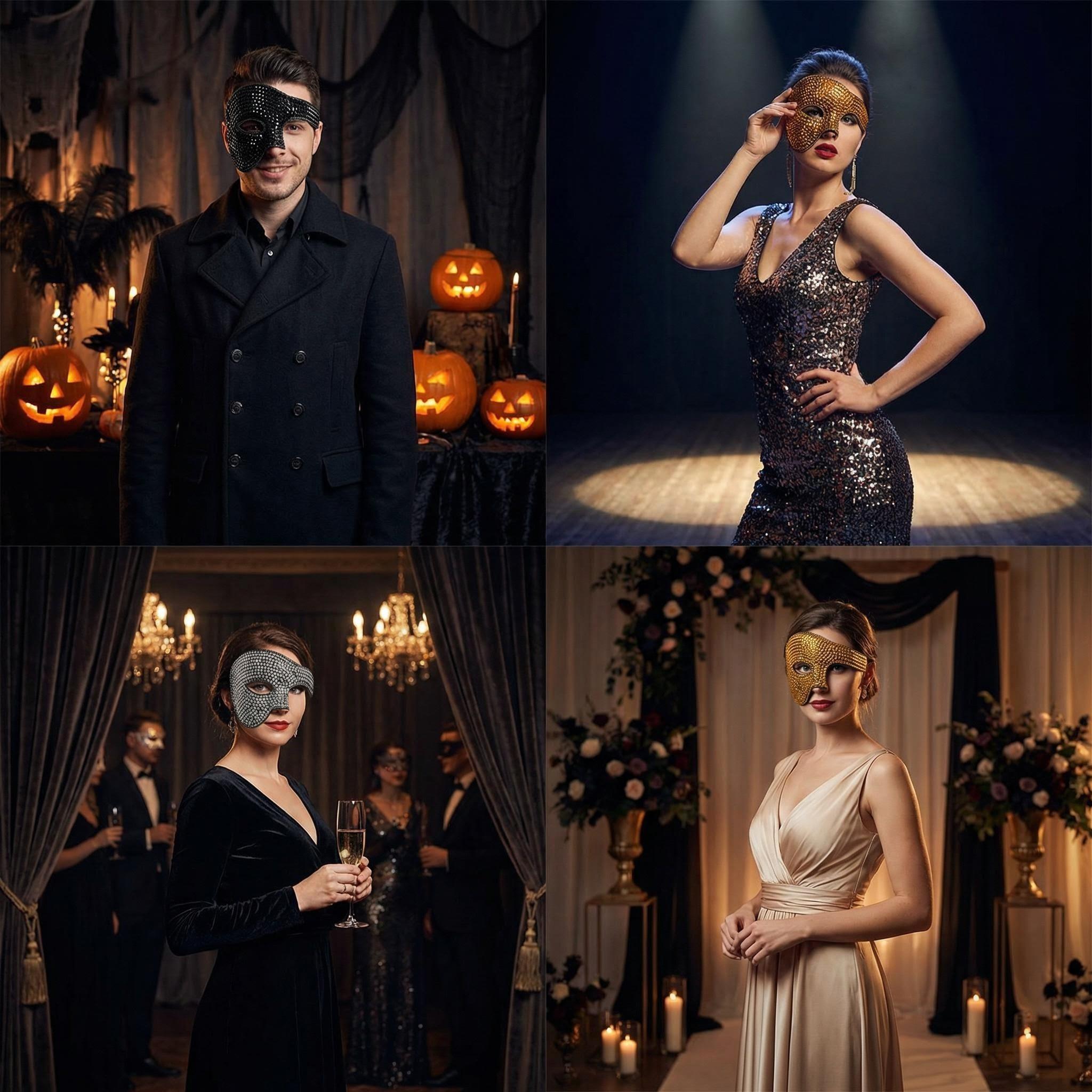 Half-Face Diamond Mask for Men and Women: DIY Handmade Rhinestone-Embellished Luxury Eye Masks for Carnival, Birthday Parties, and Holiday Performances