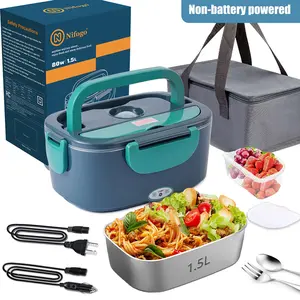 Black Friday 80W Electric Lunch Box Food Heater, 12V/24V/110V Self-Heating Lunchbox for Work & Travel, 1.5L/1.8L/3.5L Capacity with Insulated Bag