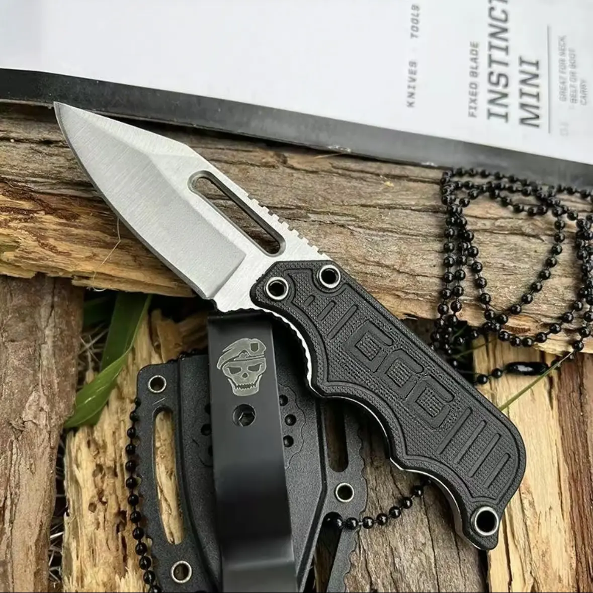 Stainless Steel Fixed Pocket Knife - Lightweight Mini EDC Tool with Neck Chain, for Camping & Hiking, Essential Stainless Steel Knives, Fighting, Compact, Steel Blade