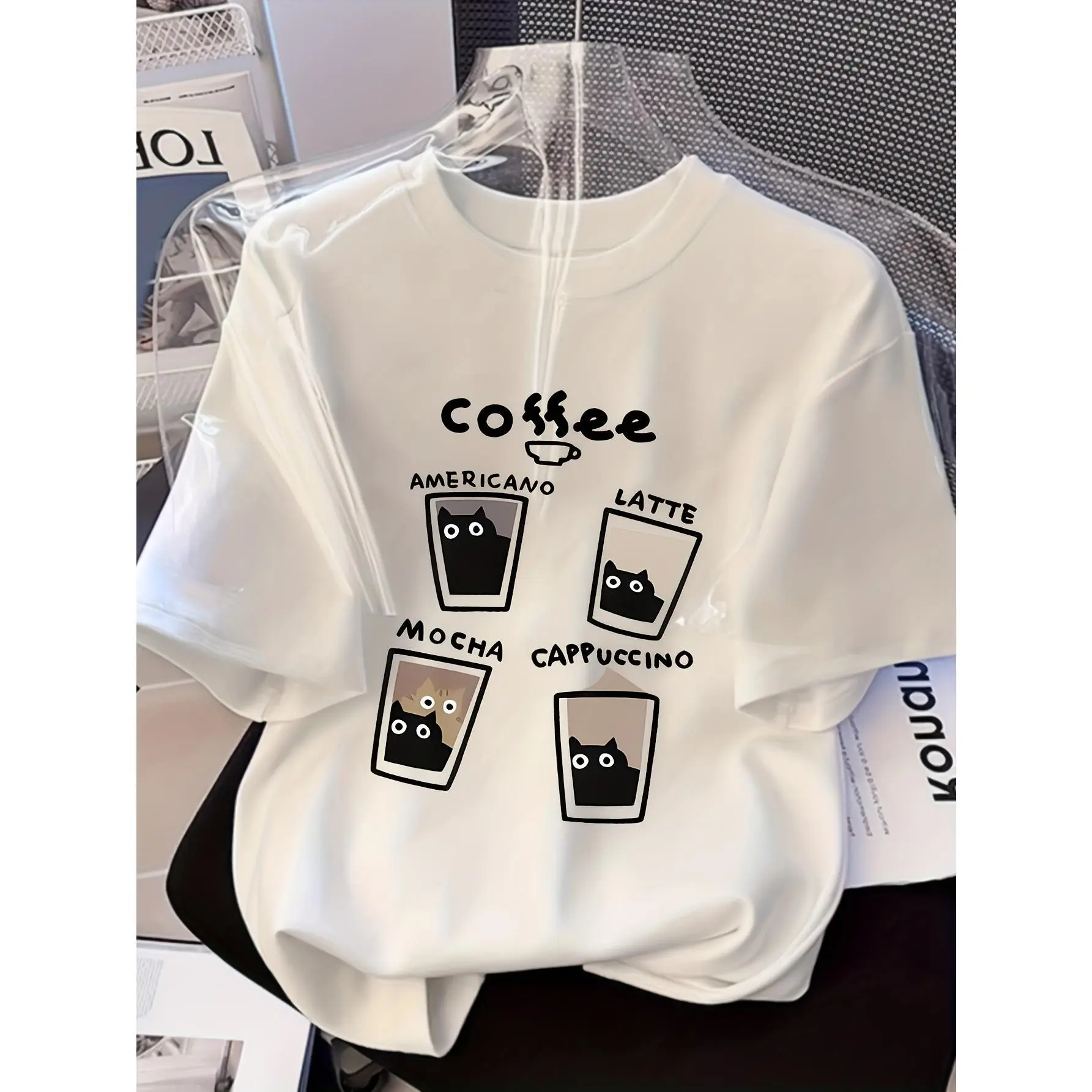 T-Shirt Lengan Pendek Longgar Wanita Bercetak Kartun Comel, Menawan Dan Bergaya