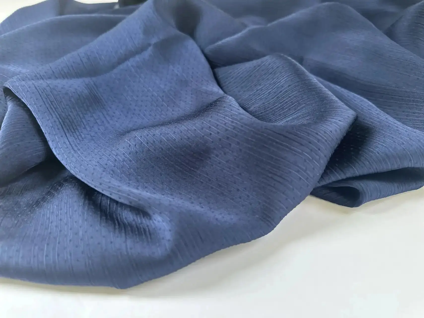Satin Silk Crepe Dotted Shawl / Scarf | Navy Blue