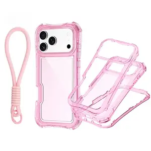 3IN1 Phone Case Casing For iPhone 17 AIR 16 15 14 Pro Max Lanyard Shockproof Protective PC+TPU Protection Cover Accessories