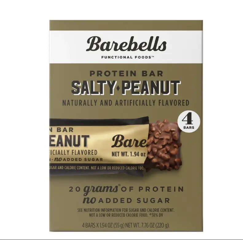 Barebells Protein Bars Salty Peanut - 4 Count, 1.9oz Bars - High Protein Snacks without Added Sugar protein bart