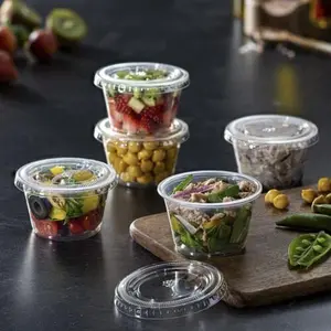50-Pack 4oz BPA-Free Plastic Clear Disposable Portion Cups with Lids for Sauces and Dips - Kitchen Containers