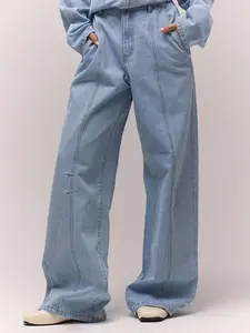 Washed Bleached Balloon Fit Denim Jeans Co-Ord Bottoms Only Old Money Cute Country Cottage Core Back To School Casual For Women Butterscotch Office Work Everyday Winter Chic Spring Summer