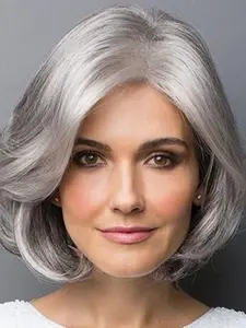 Women's Long Curly Wig, Curly Texture, Short Hair, Bob Length, Fluffy Slightly Parted Bangs, Synthetic Fiber Headband, Headband Included, Foreign Trade Quality, All Seasons Use